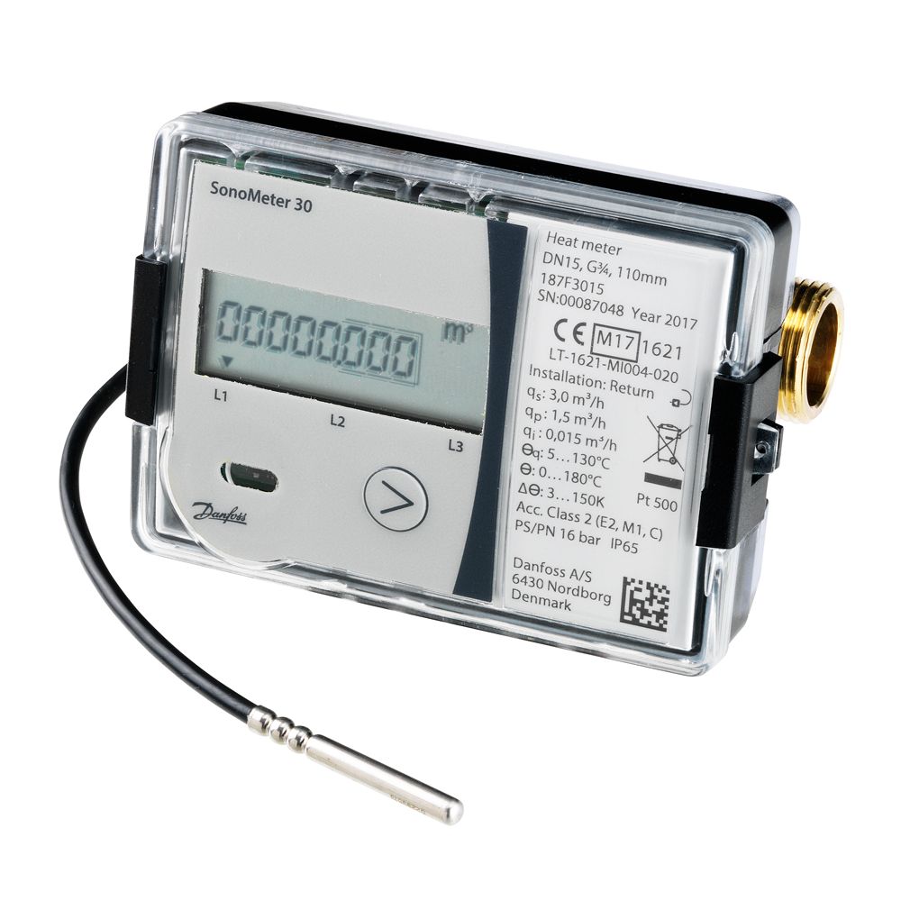 Danfoss Wärmezähler SonoMeter 30 Qp6m3/h,DN25,260mm,PN16,RL,OMS,Batt.... DANFOSS-187F3058  (Abb. 1)