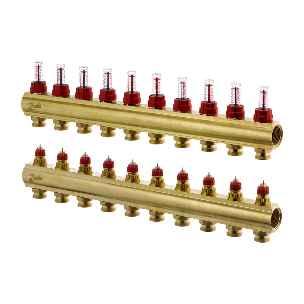 Danfoss Verteiler für Fussbodenheizungen FHF-10F 10 Kreise, mit Durchflussanzeige, 08... DANFOSS-088U0530 5702420081007 (Abb. 2)