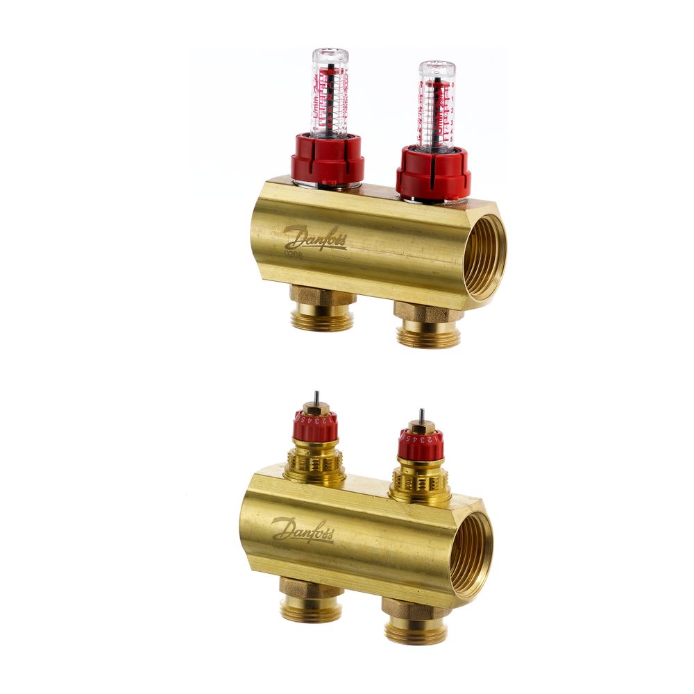 Danfoss Verteiler für Fussbodenheizungen FHF-2F, 2 Kreise, mit Durchflussanzeige, 088... DANFOSS-088U0522 5702420080925 (Abb. 2)