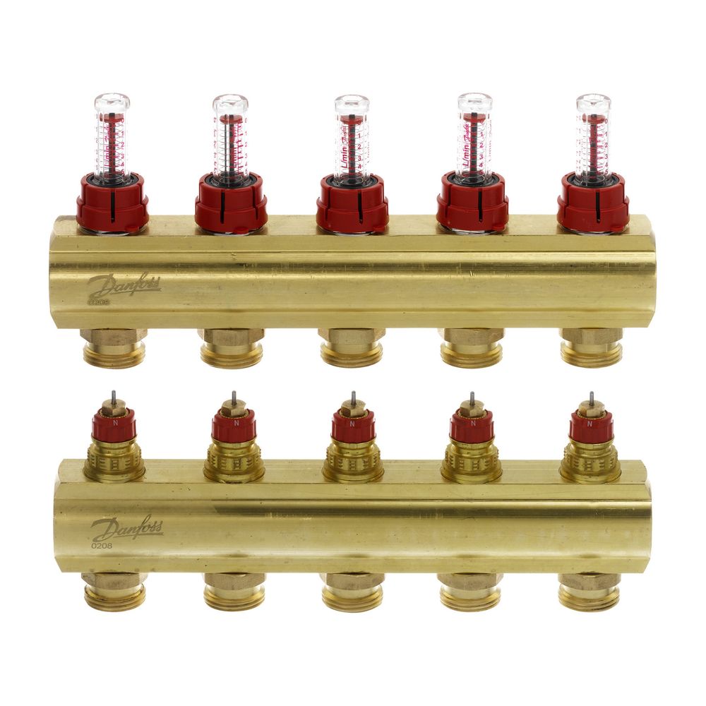 Danfoss Verteiler für Fussbodenheizungen FHF-5F, 5 Kreise, mit Durchflussanzeige, 088... DANFOSS-088U0525 5702420080956 (Abb. 3)