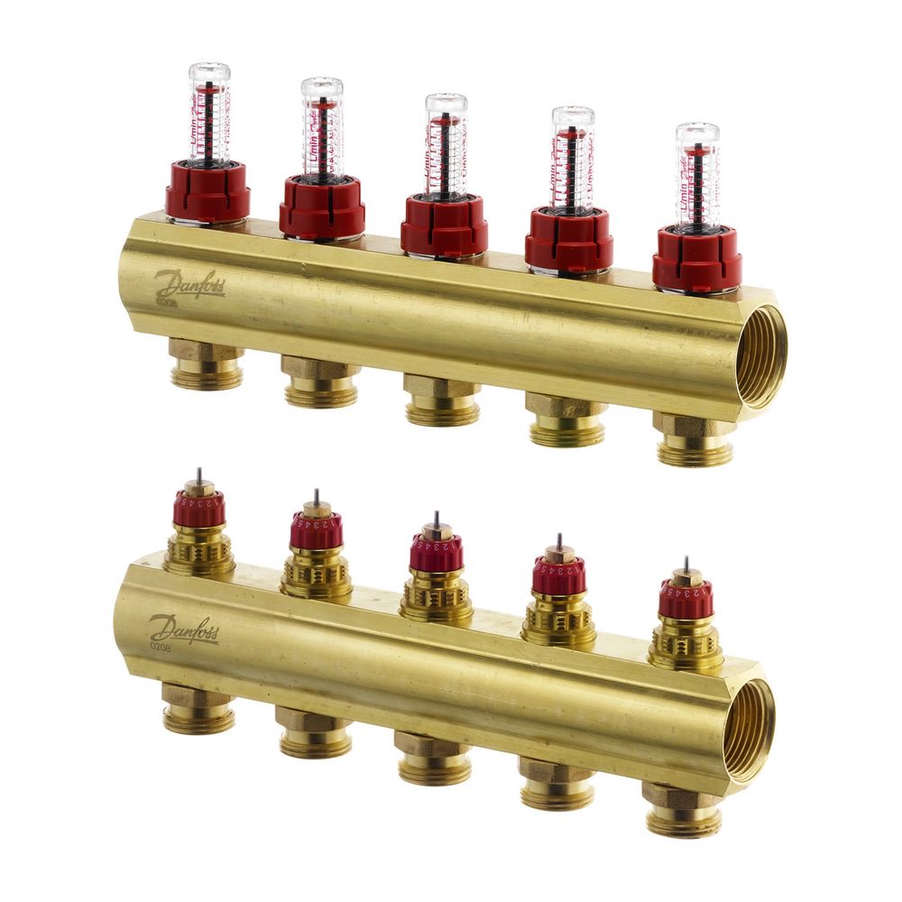 Danfoss Verteiler für Fussbodenheizungen FHF-5F, 5 Kreise, mit Durchflussanzeige, 088... DANFOSS-088U0525 5702420080956 (Abb. 4)