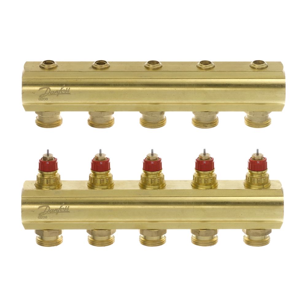 Danfoss Verteiler für Fussbodenheizungen FHF-5, 5 Kreise, ohne Durchflussanzeige, 088... DANFOSS-088U0505 5702420080840 (Abb. 2)