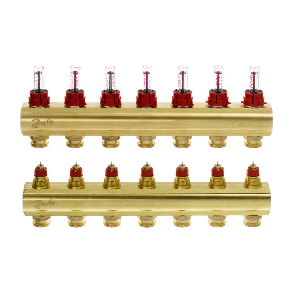 Danfoss Verteiler für Fussbodenheizungen FHF-7F, 7 Kreise, mit Durchflussanzeige, 088... DANFOSS-088U0527 5702420080970 (Abb. 3)