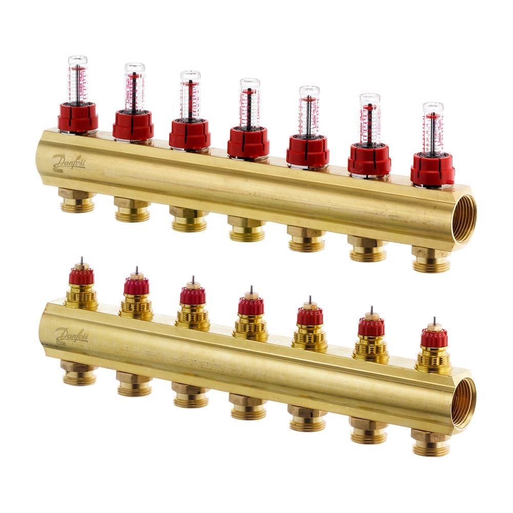 Danfoss Verteiler für Fussbodenheizungen FHF-7F, 7 Kreise, mit Durchflussanzeige, 088... DANFOSS-088U0527 5702420080970 (Abb. 2)