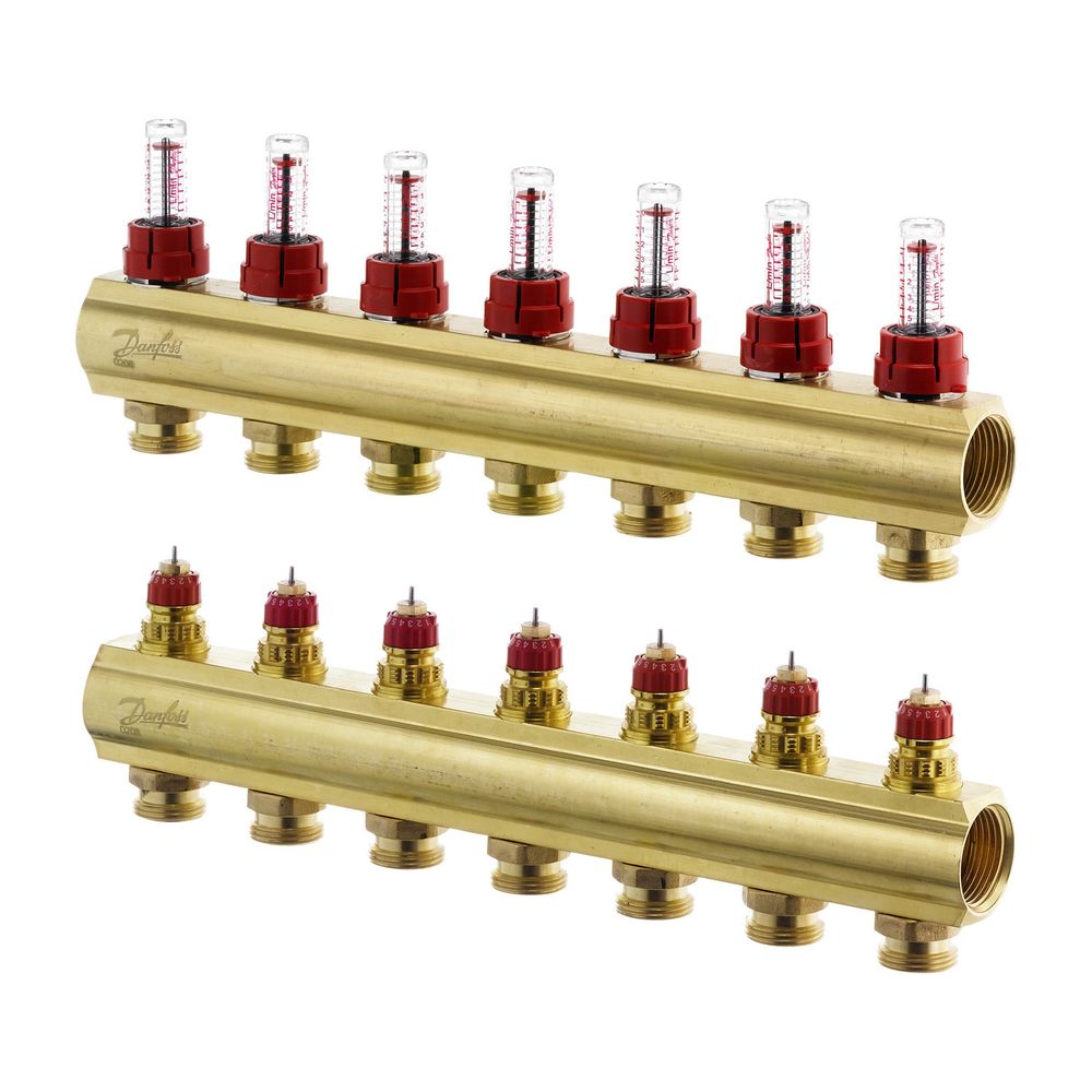 Danfoss Verteiler für Fussbodenheizungen FHF-7F, 7 Kreise, mit Durchflussanzeige, 088... DANFOSS-088U0527 5702420080970 (Abb. 4)
