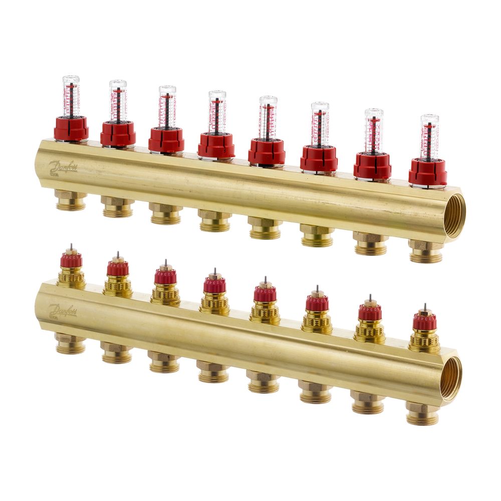 Danfoss Verteiler für Fussbodenheizungen FHF-8F, 8 Kreise, mit Durchflussanzeige, 088... DANFOSS-088U0528 5702420080987 (Abb. 2)