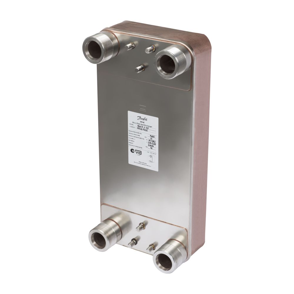 Danfoss Plattenwärmeübertrager MicroPlate XB61L-1, 100 Platten, G 2" AG, 25 bar, kupf... DANFOSS-004B3437 5702425090196 (Abb. 4)