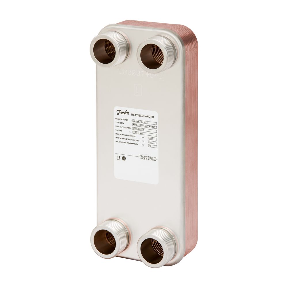Danfoss Plattenwärmeübertrager MicroPlate XB 12H-1, 26 Platten, G 1 1/4" AG x 25mm, P... DANFOSS-004H7558 5702425108921 (Abb. 2)