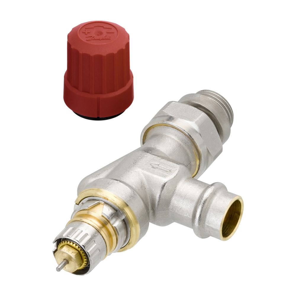 Danfoss Ventilgehäuse RA-N, DN 15, Pressfit R 1/2", Axialausführung, matt vernickelt,... DANFOSS-013G3239 5702420091747 (Abb. 4)