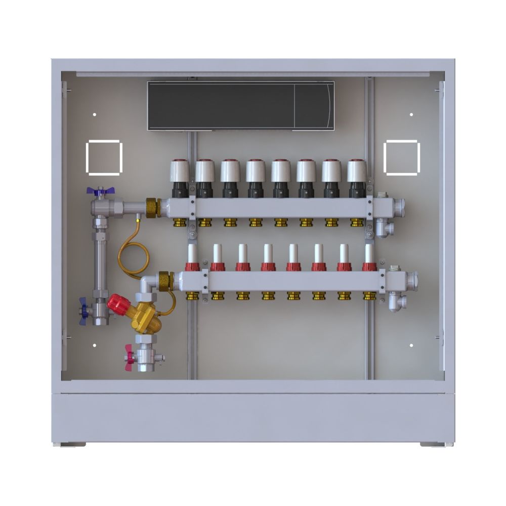 Danfoss Verteilerstation UnoFloor Basic 8L, 8 Heizkreise, links, mit WMZ-Set, 230V, 0... DANFOSS-088X3108 5702425243806 (Abb. 2)