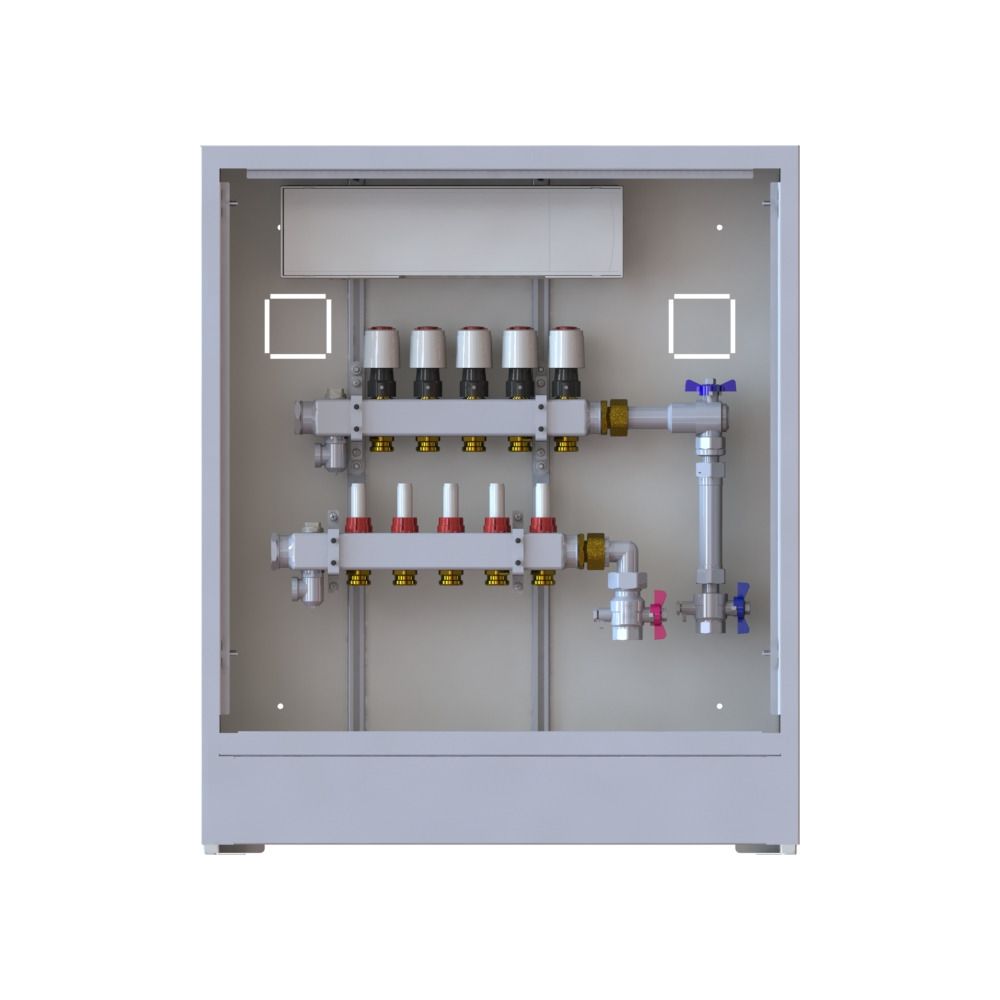 Danfoss Verteilerstation UnoFloor Basic 5R, 5 Heizkreise, rechts, mit WMZ-Set, 230V, ... DANFOSS-088X3125 5702425243844 (Abb. 2)