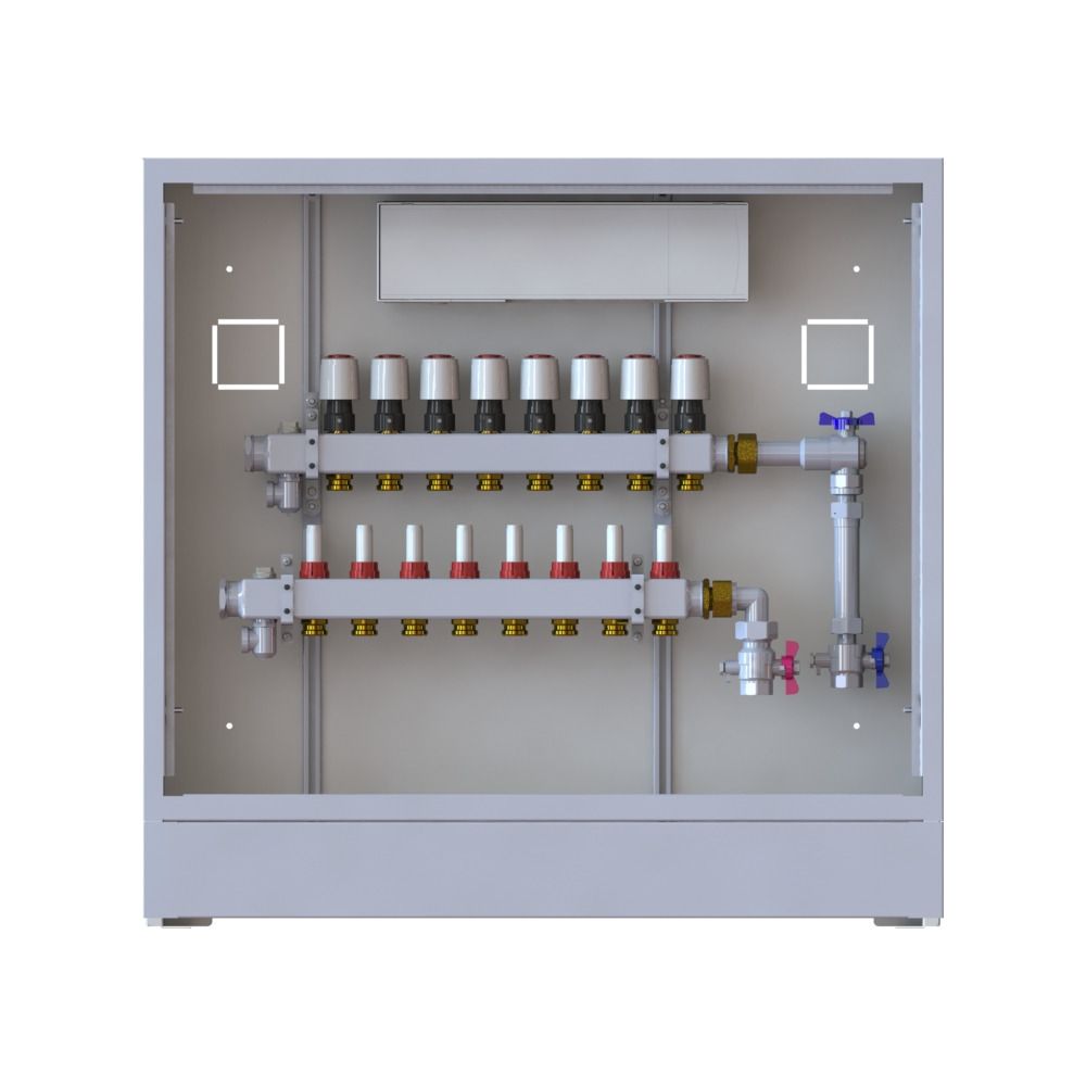 Danfoss Verteilerstation UnoFloor Basic 8R, 8 Heizkreise, rechts, mit WMZ-Set, 230V, ... DANFOSS-088X3128 5702425243875 (Abb. 2)