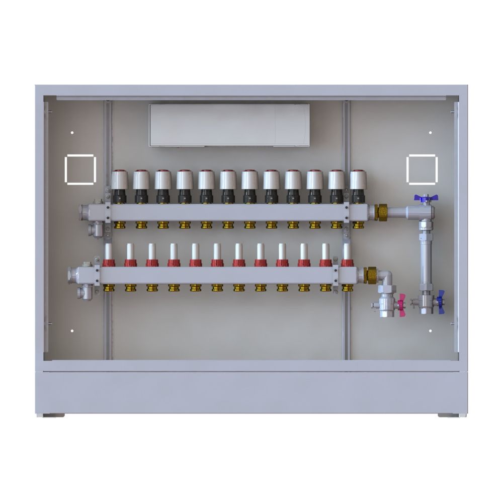 Danfoss Verteilerstation UnoFloor Basic 12R, 12 Heizkreise, rechts, mit WMZ-Set, 230V... DANFOSS-088X3132 5702425243899 (Abb. 2)