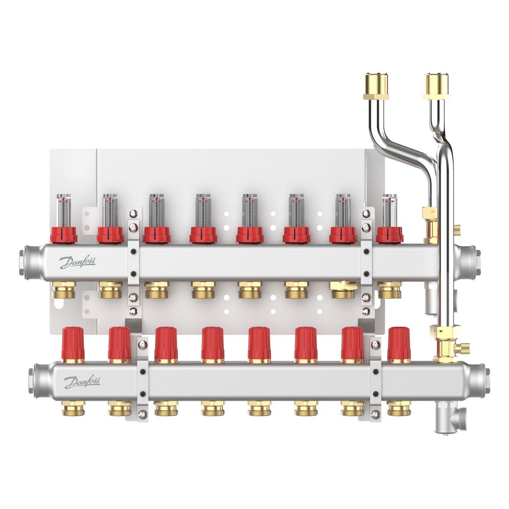 Danfoss Verteilersystem SG-VX-F, für EvoFlat VX-F, 12 Heizkreise, Edelstahl, 145H0792... DANFOSS-145H0792 5702424689346 (Abb. 2)