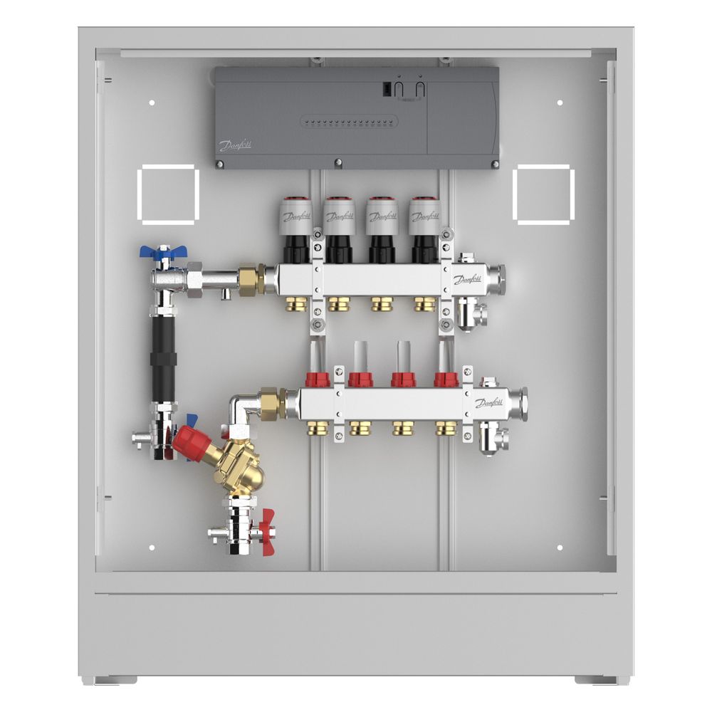 Danfoss Verteilerstation UnoFloor Control 4L, 4 Heizkreise, links, mit AB-PM-Set und ... DANFOSS-088X3644 5715162804247 (Abb. 8)