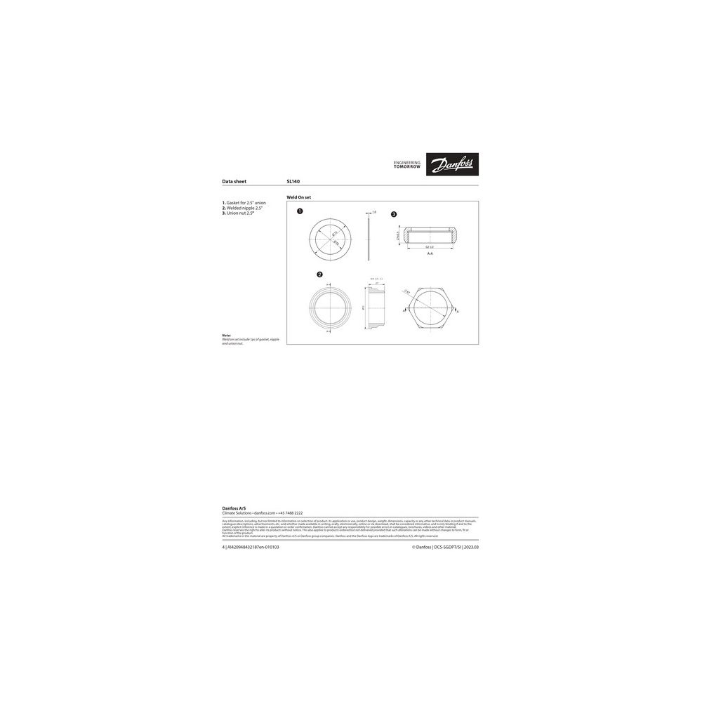 Danfoss Anschweißenden Set 2,5, 079U0787... DANFOSS-079U0787 5702425203886 (Abb. 2)