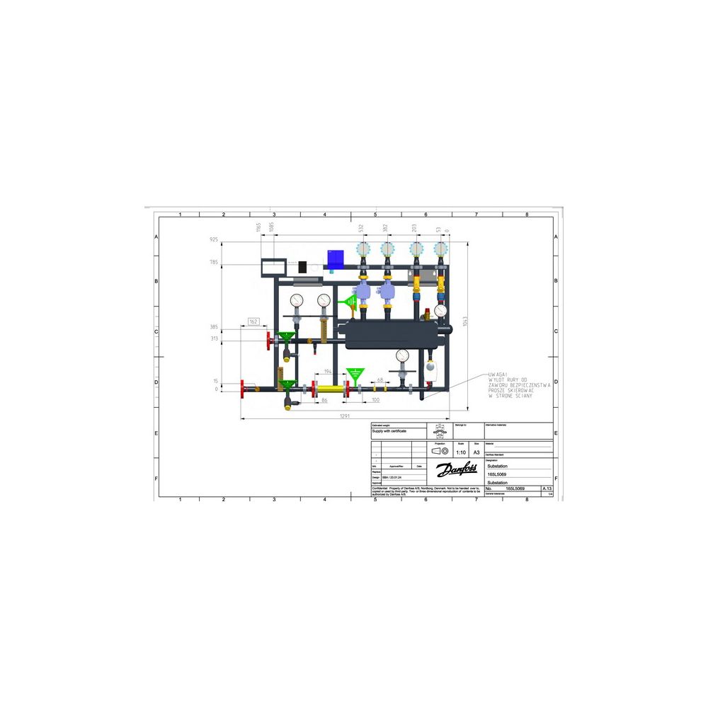 Danfoss Fernwärmestation DSE1 MIDI, 20kW, PN 25, wandhängend, Anschluss links, 165L50... DANFOSS-165L5069 5715162937785 (Abb. 3)