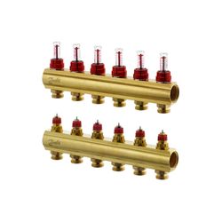 Danfoss Verteiler für Fussbodenheizungen FHF-6F, 6 Kreise, mit Durchflussanzeige, 088... DANFOSS-088U0526 5702420080963 (Abb. 1)