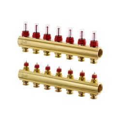 Danfoss Verteiler für Fussbodenheizungen FHF-7F, 7 Kreise, mit Durchflussanzeige, 088... DANFOSS-088U0527 5702420080970 (Abb. 1)