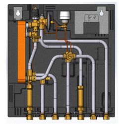 Danfoss Wohnungsstation Evoflat FSS Typ 2 E, HT-Heizung, 49kW, Dämmhaube, Edelstahl, ... DANFOSS-145B0070 5702424652944 (Abb. 1)