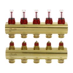 Danfoss Verteiler für Fussbodenheizungen FHF-5F, 5 Kreise, mit Durchflussanzeige, 088... DANFOSS-088U0525 5702420080956 (Abb. 1)