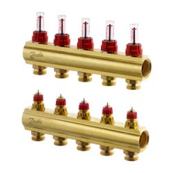 Danfoss Verteiler für Fussbodenheizungen FHF-5F, 5 Kreise, mit Durchflussanzeige, 088... DANFOSS-088U0525 5702420080956 (Abb. 1)