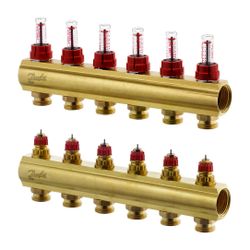 Danfoss Verteiler für Fussbodenheizungen FHF-6F, 6 Kreise, mit Durchflussanzeige, 088... DANFOSS-088U0526 5702420080963 (Abb. 1)