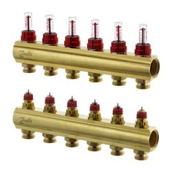 Danfoss Verteiler für Fussbodenheizungen FHF-6F, 6 Kreise, mit Durchflussanzeige, 088... DANFOSS-088U0526 5702420080963 (Abb. 1)