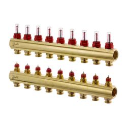 Danfoss Verteiler für Fussbodenheizungen FHF-9F, 9 Kreise, mit Durchflussanzeige, 088... DANFOSS-088U0529 5702420080994 (Abb. 1)