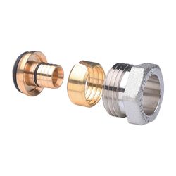 Danfoss Klemmverbinder, R 1/2"AG auf 15x2,5mm, für VPE-Kunststoffrohre PEX, vernickel... DANFOSS-013G4147 5702420032849 (Abb. 1)