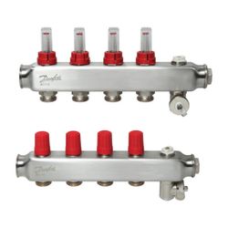 Danfoss Verteiler für Fussbodenheizungen SSM-4F, 4 Kreise, mit Durchflussanzeige, 088... DANFOSS-088U0754 5702425114816 (Abb. 1)
