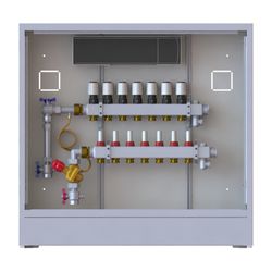 Danfoss Verteilerstation UnoFloor Basic 7L, 7 Heizkreise, links, mit WMZ-Set, 230V, 0... DANFOSS-088X3107 5702425243790 (Abb. 1)