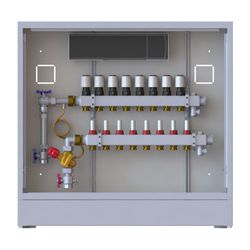 Danfoss Verteilerstation UnoFloor Basic 8L, 8 Heizkreise, links, mit WMZ-Set, 230V, 0... DANFOSS-088X3108 5702425243806 (Abb. 1)