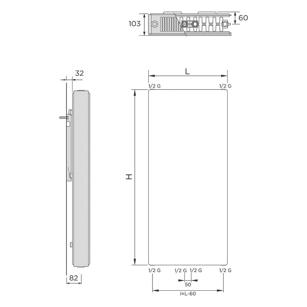 DeLonghi Stahl-Planheizkörper Linear Typ 22, 2000x600mm, 10 bar, 110 Grad C, Stahl, Schwarz... DELONGHI-0146526860  (Abb. 2)