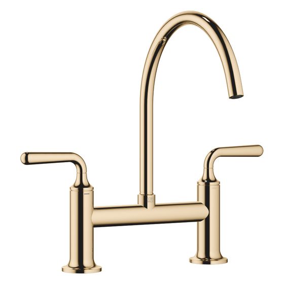 Dornbracht Zweiloch-Brückenbatterie Vaia für Spül-/Profibrause Ausladung 241mm, Messing 23kt Gold, 19815809-09