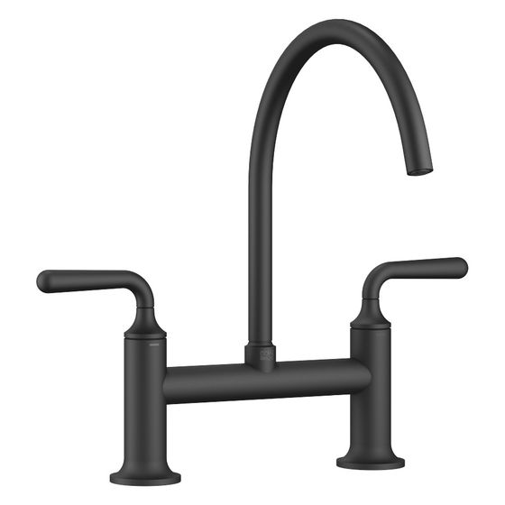 Dornbracht Zweiloch-Brückenbatterie Vaia für Spül-/Profibrause Ausladung 241mm, Schwarz matt, 19815809-33