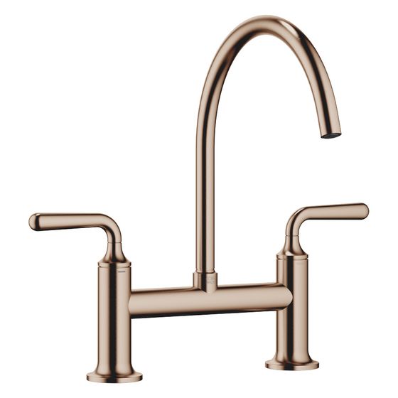 Dornbracht Zweiloch-Brückenbatterie Vaia für Spül-/Profibrause Ausladung 241mm, Bronze gebürstet, 19815809-42