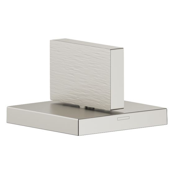 Dornbracht Seitenventil Mem, eckig, rechtsschließend, kalt, lineare Struktur, Rosette 60x60mm, Platin gebürstet