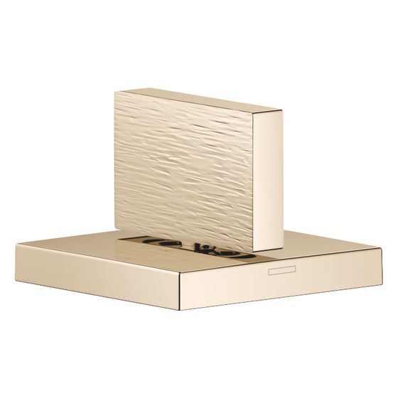 Dornbracht Seitenventil Mem, eckig, rechtsschließend, kalt, lineare Struktur, Rosette 60x60mm, Champagne 22kt Gold