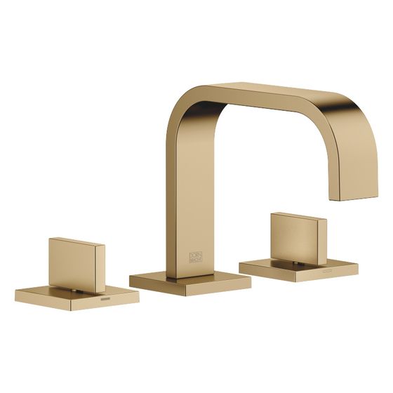 Dornbracht Waschtisch-Dreilochbatterie Mem, mit Ablaufgarnitur, Ausladung 165mm, max. 5,7l/min, Dark Brass gebürstet