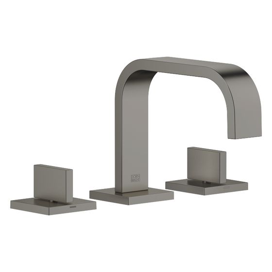 Dornbracht Waschtisch-Dreilochbatterie Mem, mit Ablaufgarnitur, Ausladung 165mm, max. 5,7l/min, Dark Platinum gebürstet