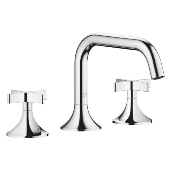 Dornbracht Waschtisch-Dreilochbatterie Vaia mit Ablaufgarnitur, 165mm, schwenkbar, 5,7l/min, Chrom, 20705809-00