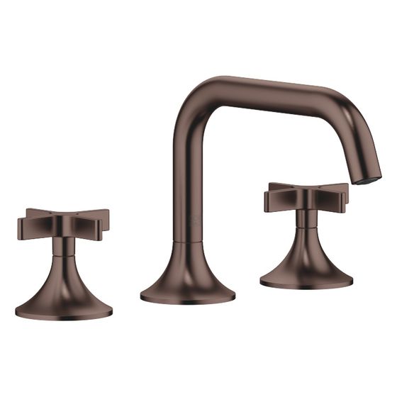 Dornbracht Waschtisch-Dreilochbatterie Vaia mit Ablaufgarnitur, 165mm, schwenkbar, 5,7l/min, Dark Bronze gebürstet, 20705809-43