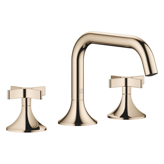 Dornbracht Waschtisch-Dreilochbatterie Vaia mit Ablaufgarnitur, 165mm, schwenkbar, 5,7l/min, Champagne 22kt Gold, 20705809-47