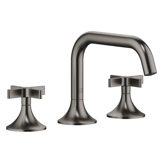 Dornbracht Waschtisch-Dreilochbatterie Vaia mit Ablaufgarnitur, 165mm, schwenkbar, 5,7l/min, Dark Platinum geb, 20705809-99