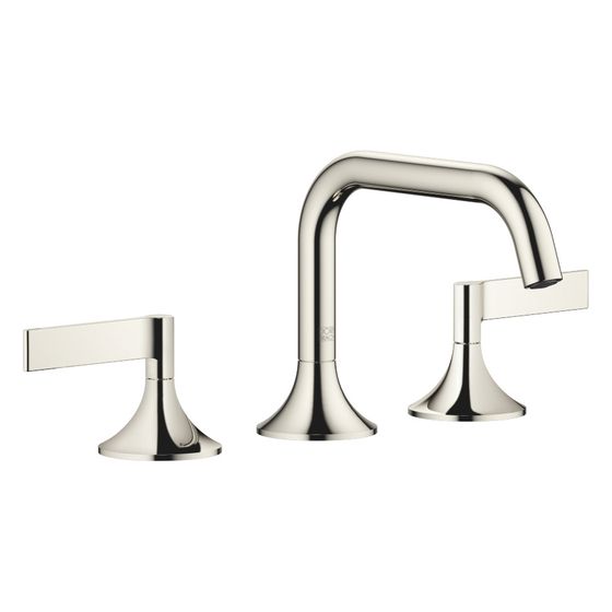 Dornbracht Waschtisch-Dreilochbatterie Vaia mit Ablaufgarnitur, 165mm, schwenkbar, 5,7l/min, Platin, 20705819-08