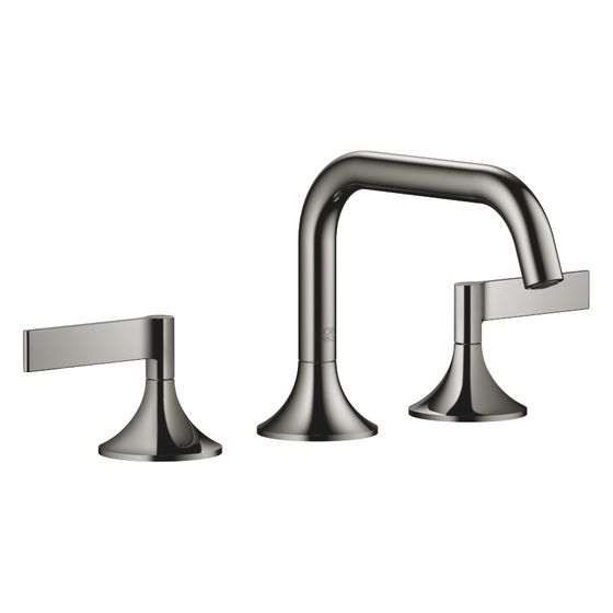 Dornbracht Waschtisch-Dreilochbatterie Vaia mit Ablaufgarnitur, 165mm, schwenkbar, 5,7l/min, Dark Chrome, 20705819-19