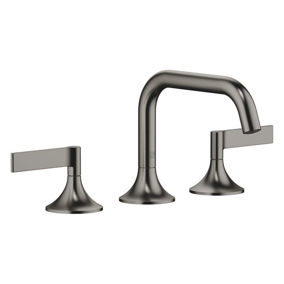 Dornbracht Waschtisch-Dreilochbatterie Vaia mit Ablaufgarnitur, 165mm, schwenkbar, 5,7l/min, Dark Platinum geb, 20705819-99