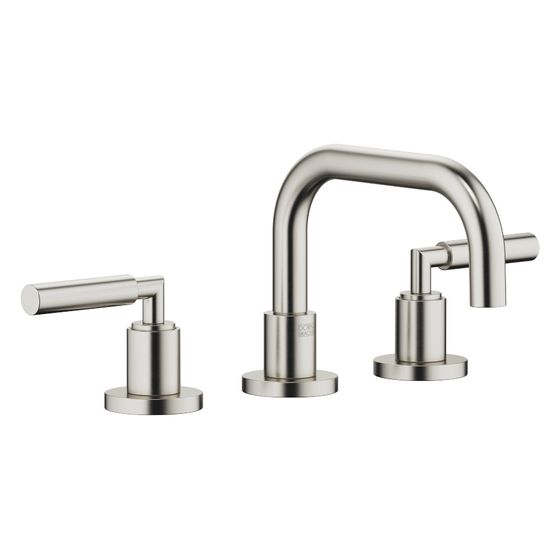 Dornbracht Waschtisch-Dreilochbatterie Tara mit Ablaufgarnitur, schwenkbar, 166mm, 5,7l/min, Platin gebürstet, 20705882-06