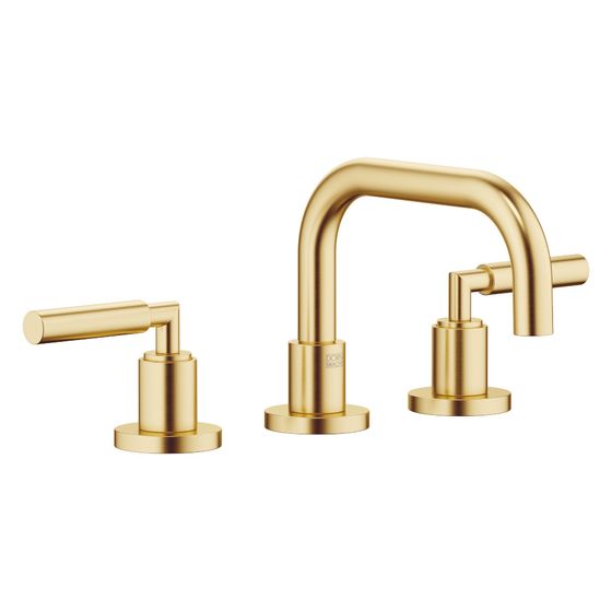 Dornbracht Waschtisch-Dreilochbatterie Tara mit Ablaufgarnitur, schwenkbar, 166mm, 5,7l/min, Messing geb 23kt Gold, 20705882-28